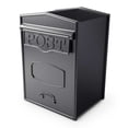 thumbnail image 1 of Mounted through a masonry wall or fence, mail is delivered through the front flap and retrieved from the rear lockable secure access door., 1 of 8