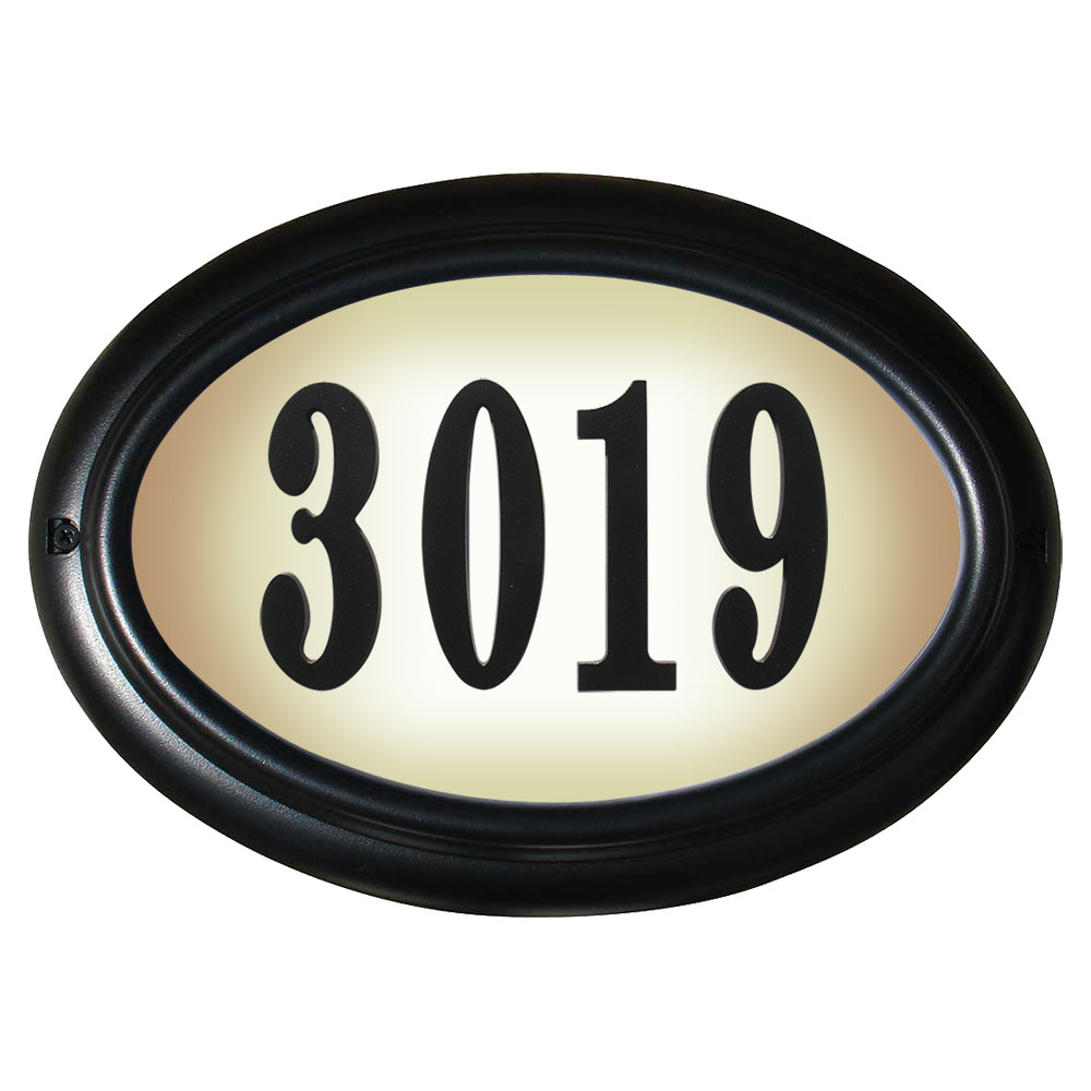 Number 3019 QualArc LTO-1302-BL 15 in. Edgewood Oval Lighted Address Plaque in ...