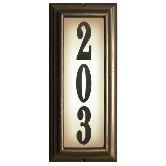 QualArc LTV-1303-FB 15 in. Edgewood Vertical Lighted Address Plaque in French Bronze Frame Color