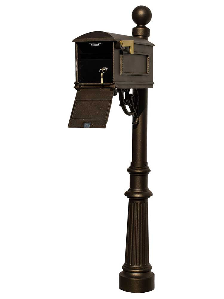 Small Bronze Aluminum Locking Post Mounted Mailbox