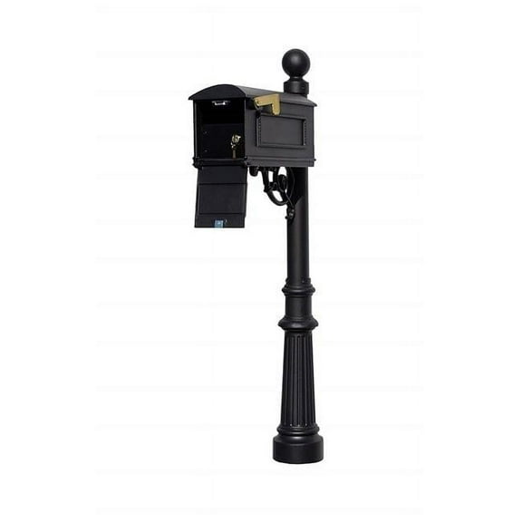 QualArc  Lewiston Equine Mailbox Post System with Locking Insert Fluted Base & Ball Finial - Black - 44 lbs