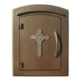 thumbnail image 1 of QualArc MAN-S-1403-BZ 12 in. Manchester Security Drop Chute Mailbox with Decorative Cross Logo Faceplate in Bronze, 1 of 1