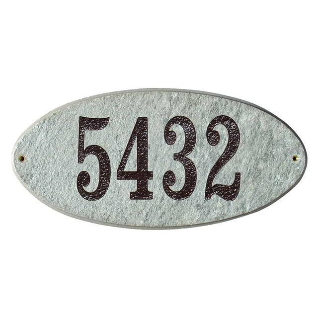 QualArc ROC-4701-QZ 9 in. Rockport Oval in Quartzite Stone Color Solid Granite Address Plaque
