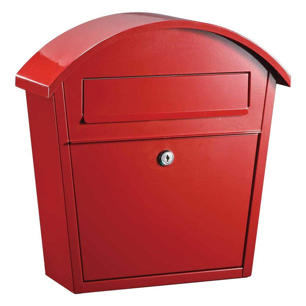 Red Powder-Coated Steel Locking Wall Mount Mailbox
