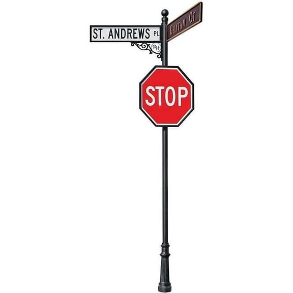 QualArc LSGN Street Sign Pole up to 12 ft. Out of the Ground - Black