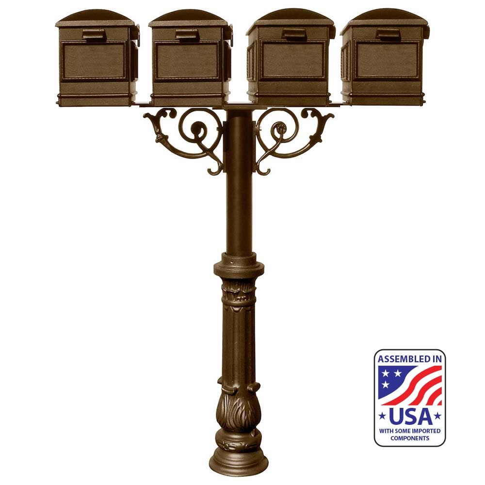 QualArc The Hanford Quad Lewiston Bronze Mailbox Post System with ...