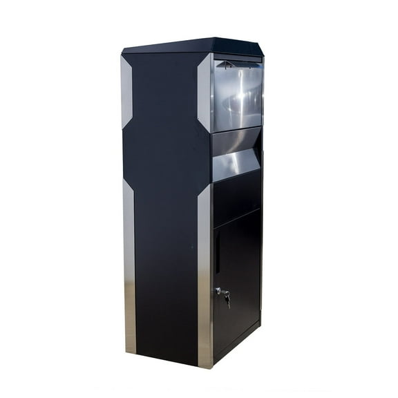 Parcel Box In Black With Stainless Steel