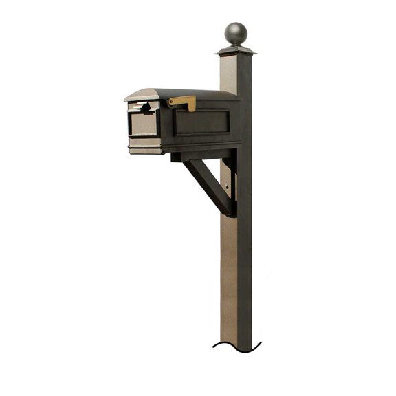 QualArc  Westhaven System with Lewiston Mailbox with No Base Large Ball Finial - Bronze
