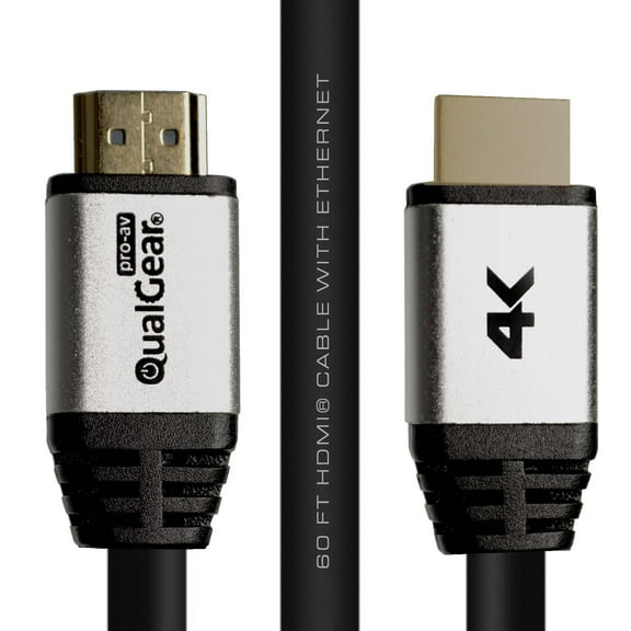 QualGear High Speed HDMI 2.0 Cable with Ethernet 60' Black (QG-CBL-HD20-60FT)