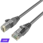 QualGear QG-CAT6R-CCA-100FT-GRY CAT 6 High Speed Internet and Ethernet Cable for Home and Office Use - 24 AWG, Up to 1 Gbps, 250MHz, Gold Plated Contacts, RJ45, CCA, Gray - 100ft
