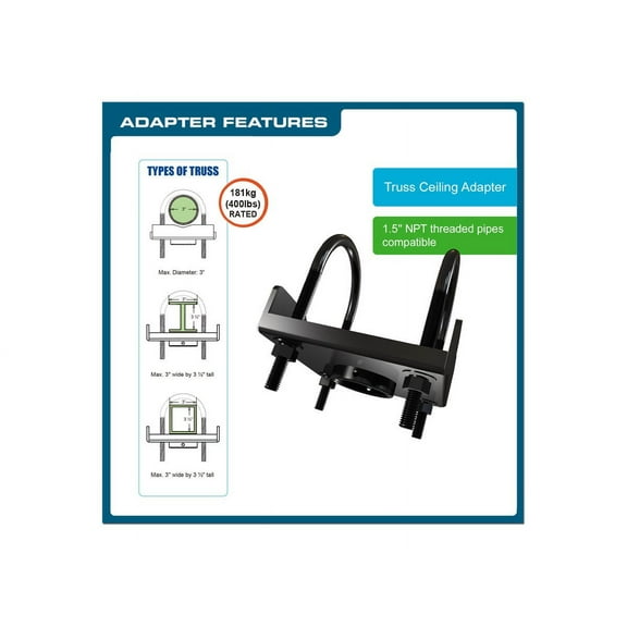 QualGear QG-KIT-TA-3IN-B - Bracket - for projector - cold-rolled steel - black - ceiling mountable
