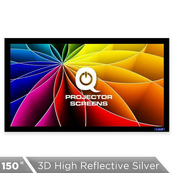 QualGear QG-PS-FF6-169-150-S 16:9 Fixed Frame Projector Screen, 150-Inch 3D High Reflective Silver 2.5 Gain