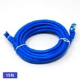 thumbnail image 1 of QualGear RJ45 Cat 7 Ethernet Patch Cable, 10Gpbs High-Speed Cable, 600MHz, Triple-Shielded, Round, 15 Feet, Blue, 1 of 4