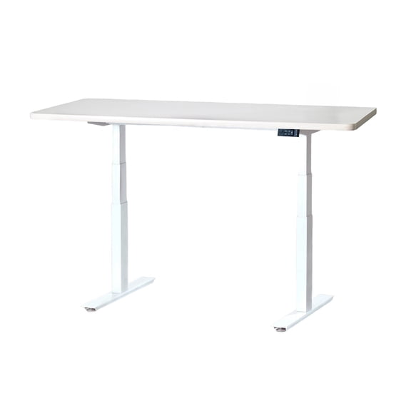 QualGear Smart Electric Standing Desk – White, Bluetooth Dual Motor, Mobile App, Reversible Top