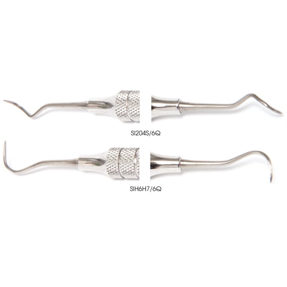Quala SIH6H7/6Q Anterior Offset #6/7 Sickle Titanium Implant Scaler #6 Handle