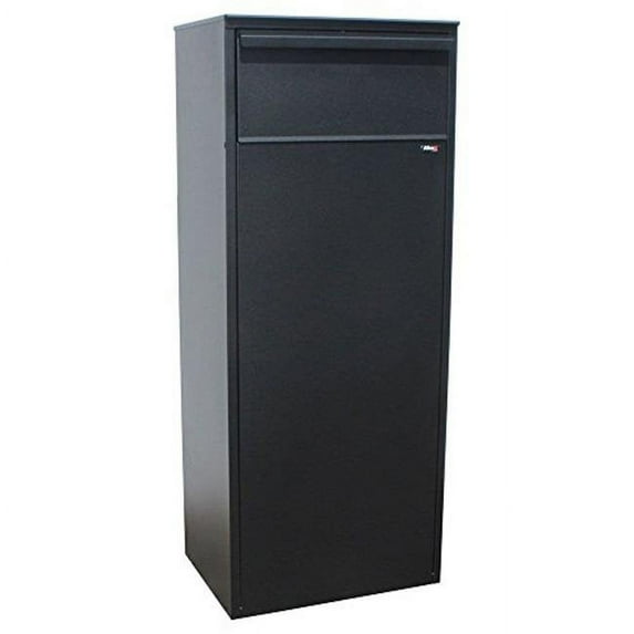QualArc ALX-800-REAR-BK Allux 800 Galvanized Steel Locking Mail Parcel Box with Rear Locking Retrieval Door, Black