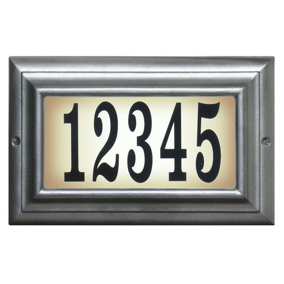 Edgewood Large Lighted Address Plaque In Pewter Frame Color