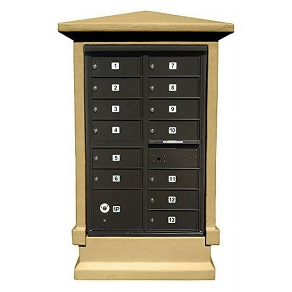 Qualarc EVMC-SHRT-SS Estateview Stucco CBU Mailbox Center, Short Pedestal - Sandstone