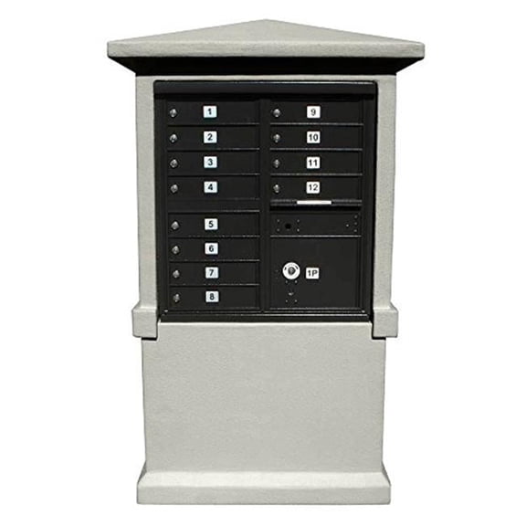 Decorative Stucco Tall CBU Mailbox Center Column - Slate Gray