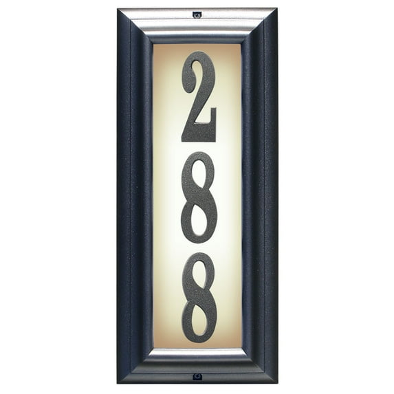 Edgewood Vertical Lighted Address Plaque In Pewter Frame Color