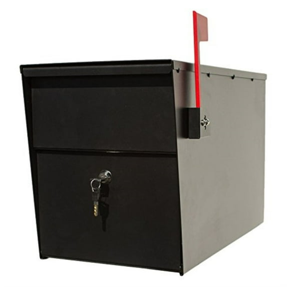 Qualarc LetterSentry 3 in. Black Powder Coated Steel Locking Mailbox Post, Direct Burial