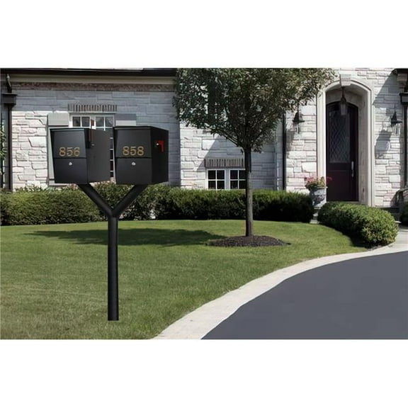 Qualarc PENPST2-000-LS Penfield Twin Mailbox Post System, No Base with 2 Letter Sentry Mailboxes - Black