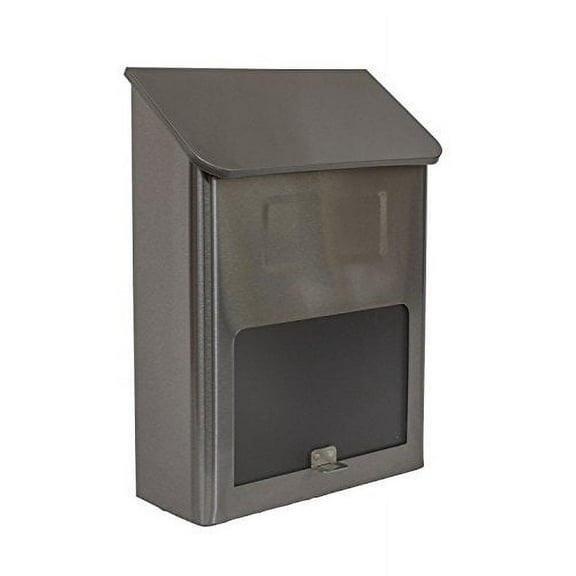 Qualarc WF-L002 Metros Rectangular Stainless Steel Wall Mount Mailbox with Window, Silver/Black