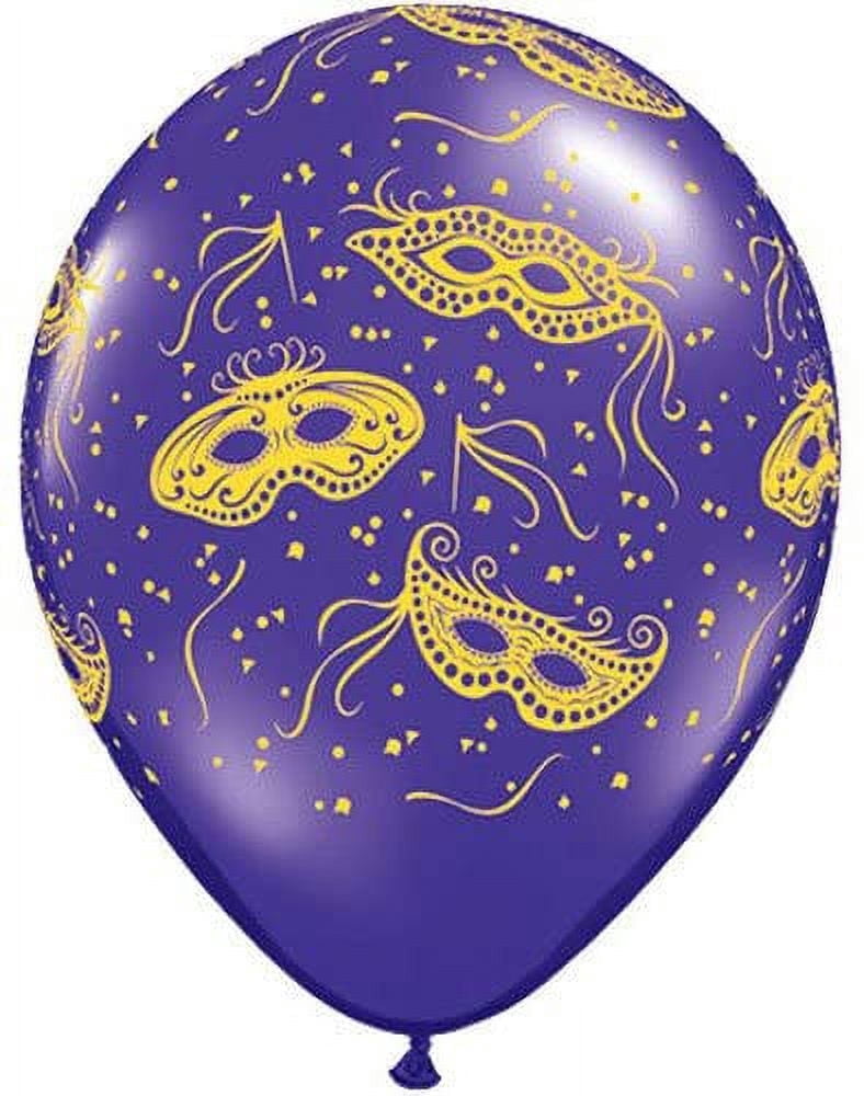 Qualatex 11" Mardi Gras Masks-A-Round Balloons (100 ct)