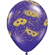Qualatex 11" Mardi Gras Masks-A-Round Balloons 100 ct