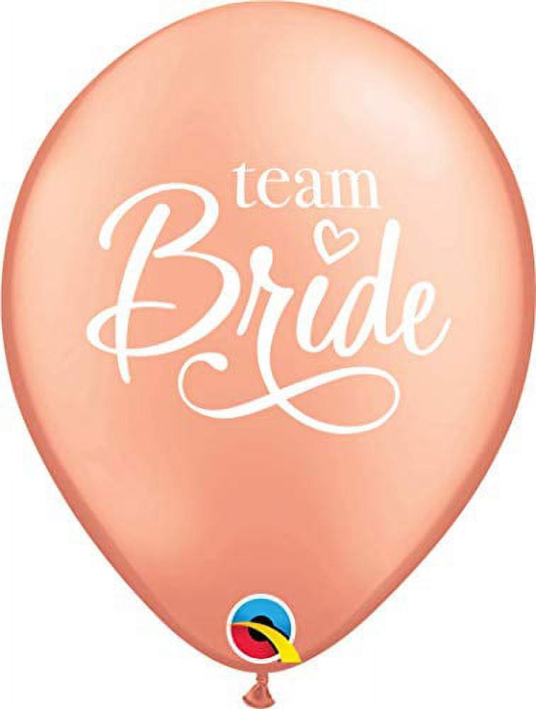 Qualatex 11" Team Bride Rose Gold Bachelorette Bridal Party Decoration Supply Latex Helium Balloons - Bag of 50