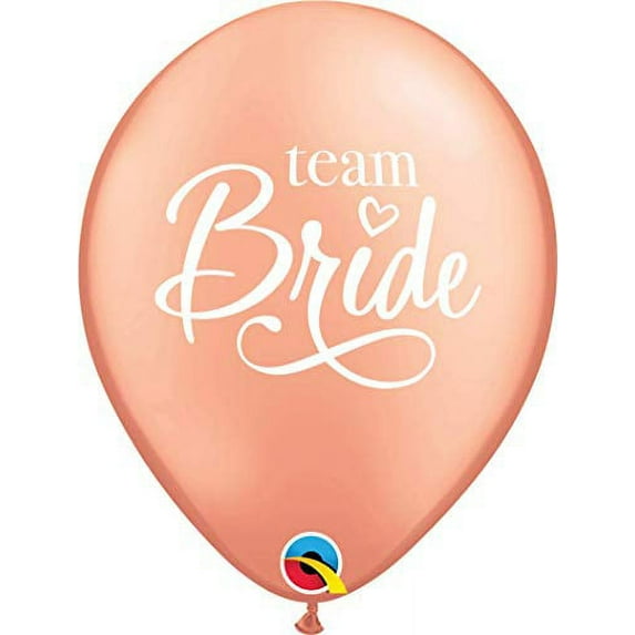 Qualatex 11" Team Bride Rose Gold Bachelorette Bridal Party Decoration Supply Latex Helium Balloons - Bag of 50