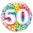 thumbnail image 1 of Qualatex - 18 Rainbow Confetti 50 Mylar Balloon #124, 1 of 10
