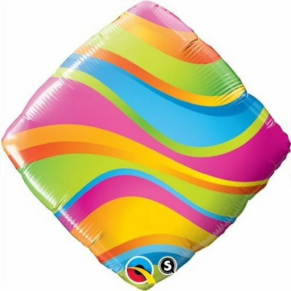 Qualatex 18in Wavy Stripes Diamond Mylar Foil Balloon, Party Decorations Ideas