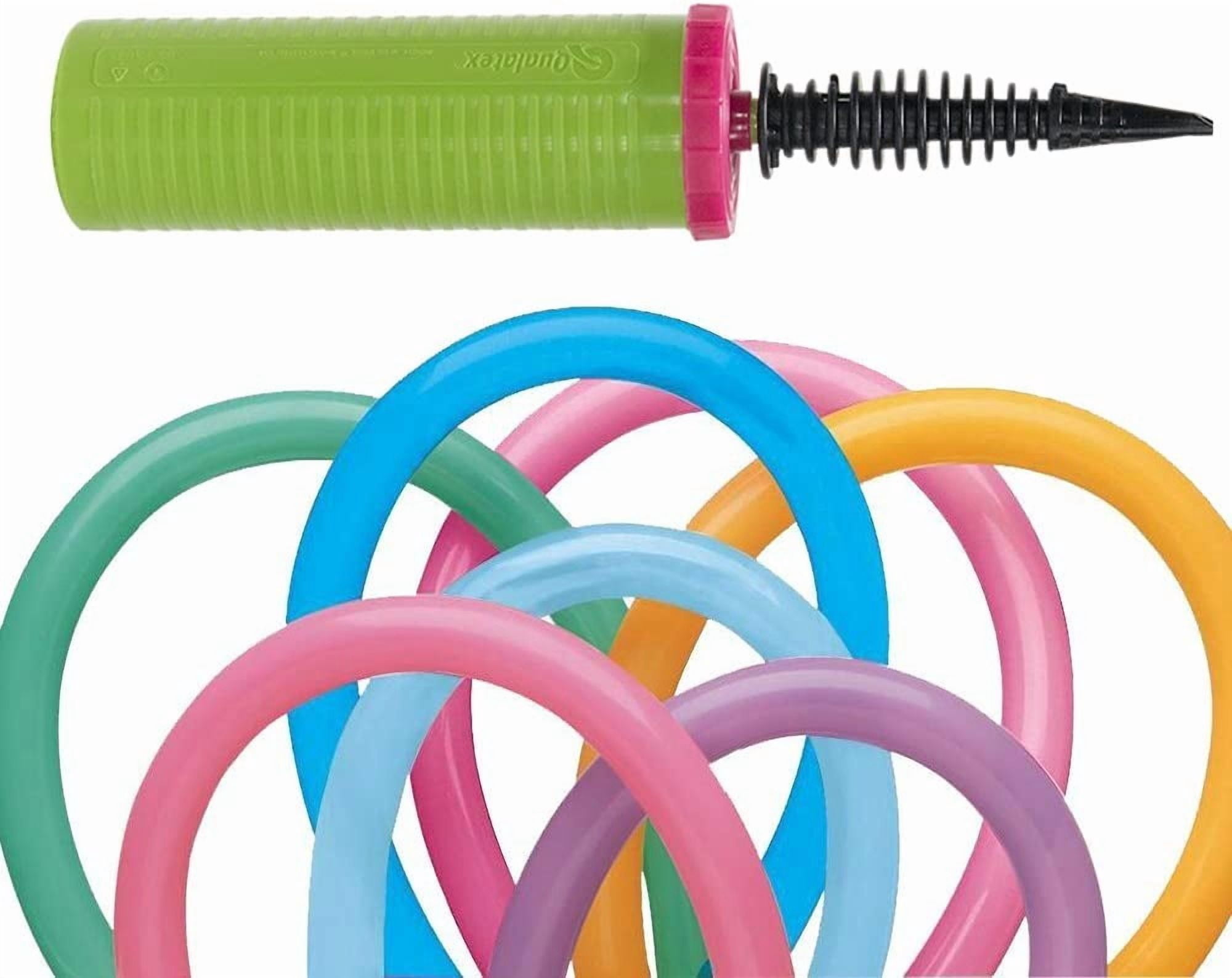Qualatex 260Q Vibrant Assortment Biodegradable Latex Balloons 100 Units with 1 Dual Action Inflator Pump
