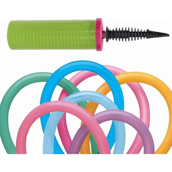 Qualatex 260Q Vibrant Assortment Biodegradable Latex Balloons 100 Units with 1 Dual Action Inflator Pump