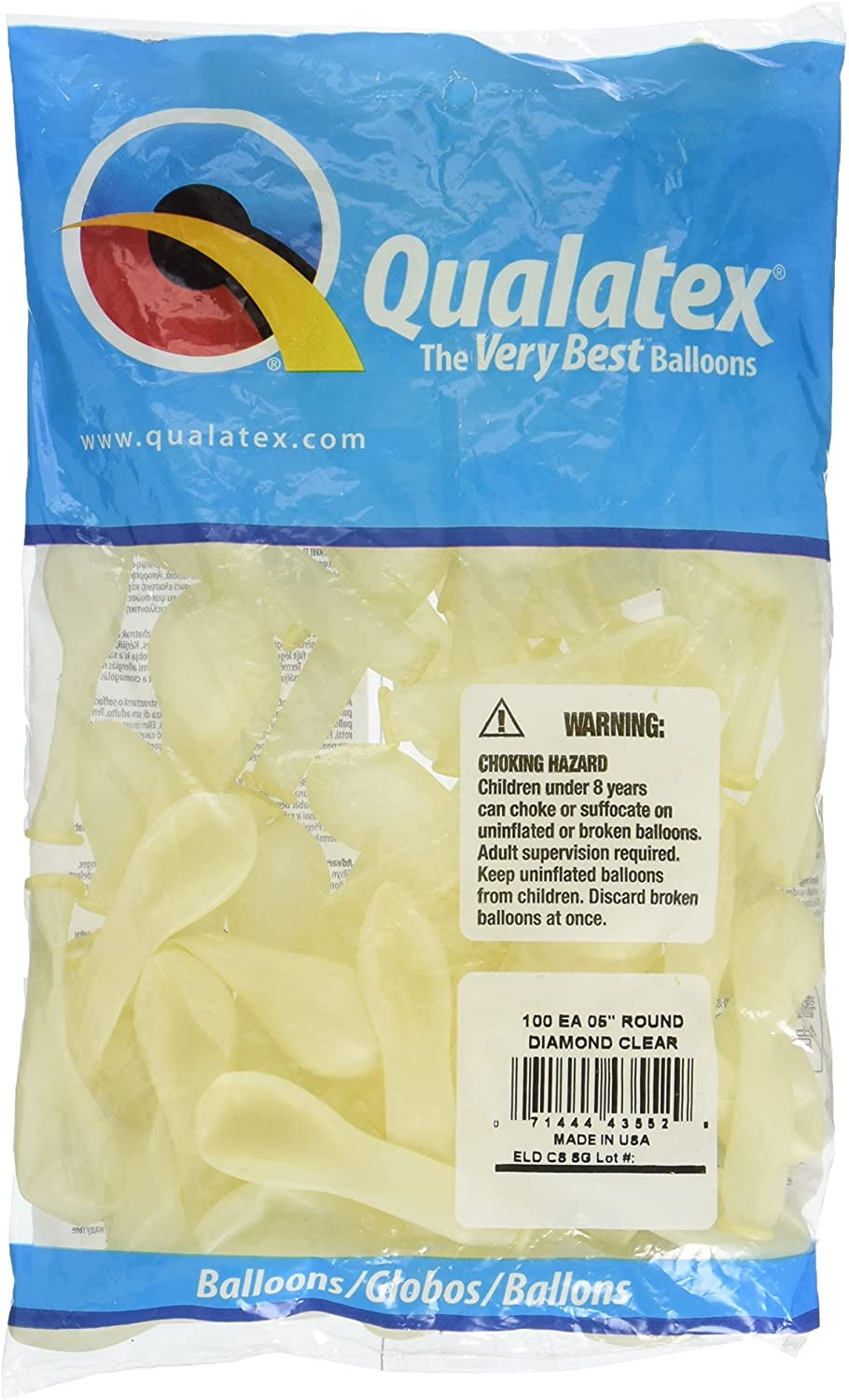 Qualatex 5" Balloons, Diamond Clear Jewel - Pack of 100