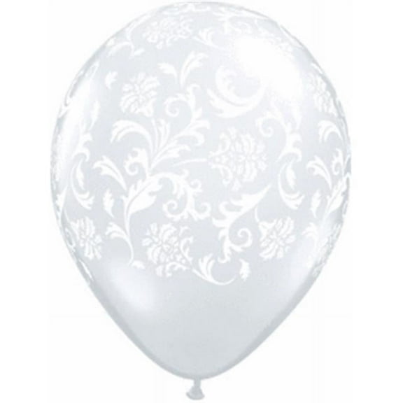 Qualatex 56279 11 in. Damask Latex Balloon - Clear