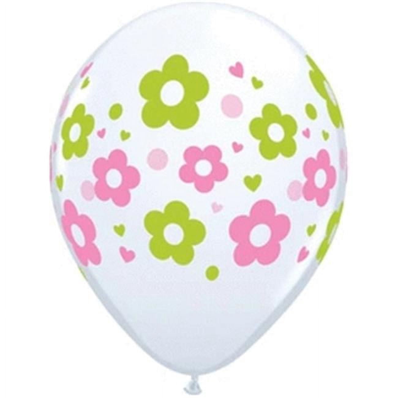 Qualatex 58892 11 in. Daisies Dots & Hearts Latex Balloon