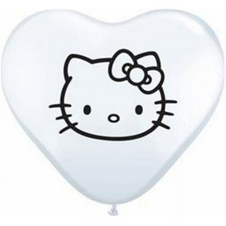 Qualatex 66674 6 in. Hello Kitty White Heart Latex Balloon