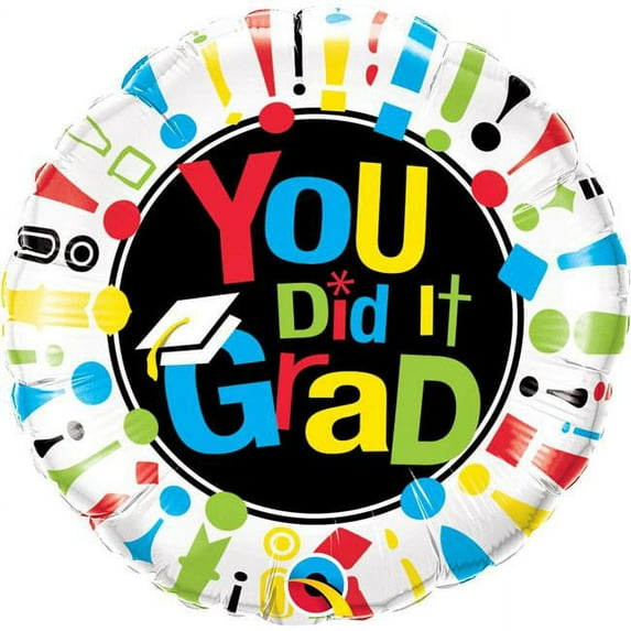 Qualatex 77090 18 in. You Did It Grad Flat Foil Balloon - Pack of 5