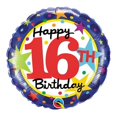 thumbnail image 1 of Qualatex 85792 18 in. 16th Birthday Stars Flat Foil Balloon, 1 of 1
