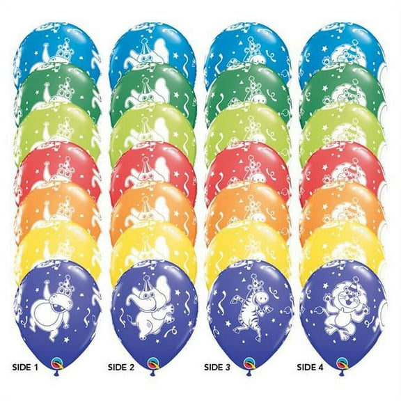 Qualatex 85872 11 in. Party Animals Latex Balloon Pkg/50