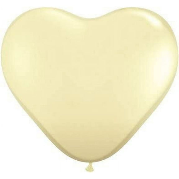 Qualatex Ivory Silk 6" Latex Hearts Balloons x 100