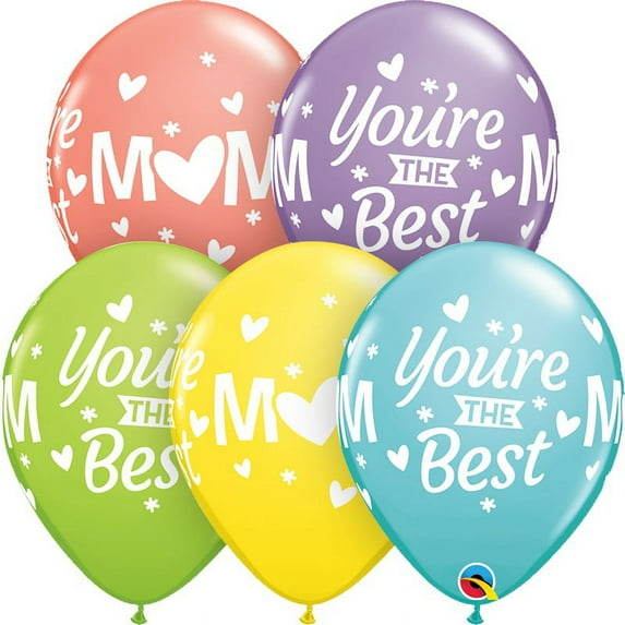 Qualatex Mom You're The Best Around 11" Latex Balloons, 50 Pack