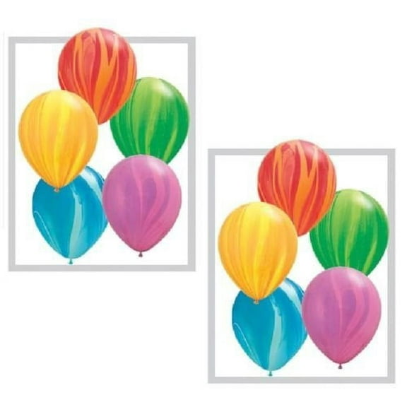 Qualatex RAINBOW (10) 11" TIE TYE DYE Agate Hippie Party Latex Helium Quality Balloons