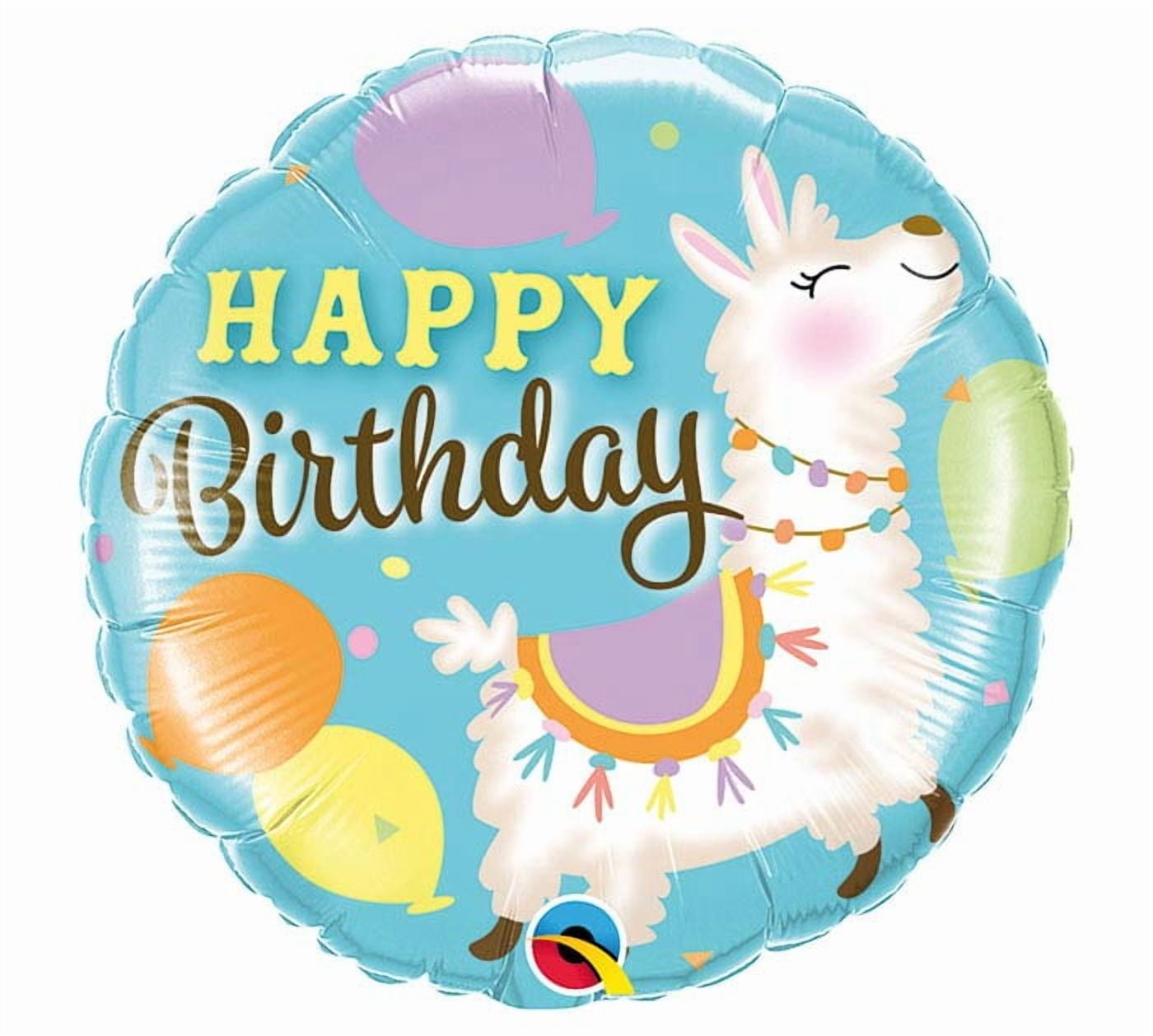 Qualatex Round 18" Llama Happy Birthday Foil Balloon
