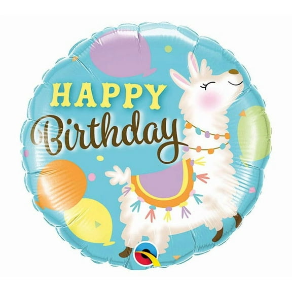 Qualatex Round 18" Llama Happy Birthday Foil Balloon