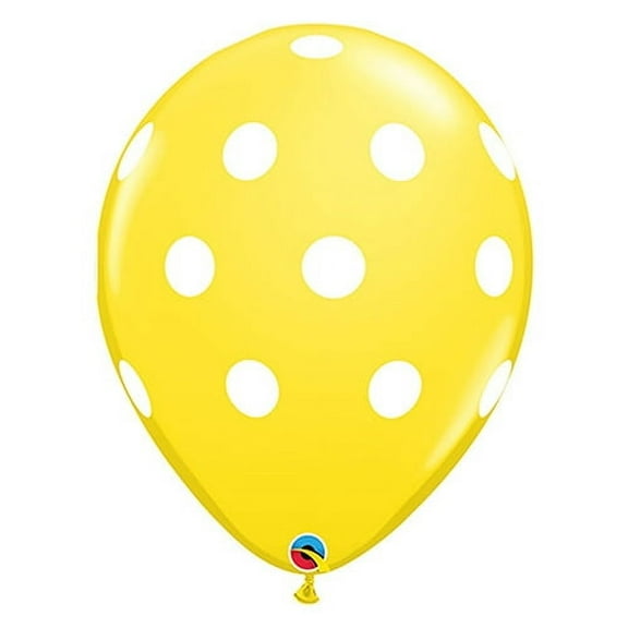 Qualatex Yellow with White Big Polka Dots 11 inch Latex Balloons 50 Count [41112]