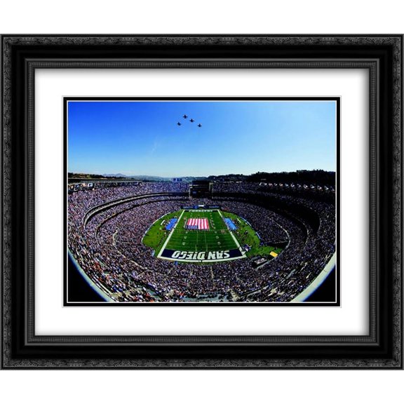 Qualcomm Stadium 2x Matted 24x20 Black Ornate Framed Art Print from the Stadium Series