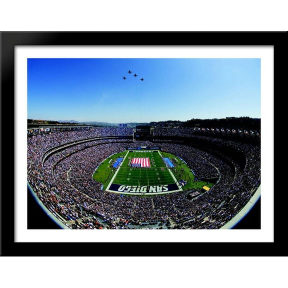 Qualcomm Stadium 36x28 Large Black Wood Framed Print Art - Home of the San Diego Chargers